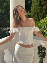BXOXO White Lace Ruffle Corset Short Vest For Women Elegant Backless Off Shoulder Cropped Shirts 2025 Female Summer Party Club Tops
